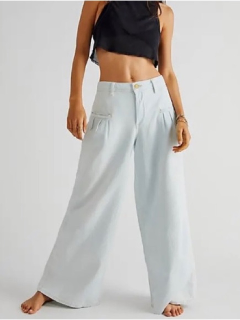 We The Free People Charlee Ecru Wide Leg Jeans
